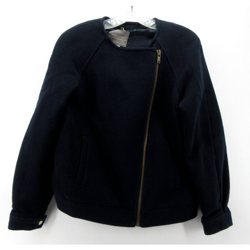 J Crew Jacket 4 Double Cloth Wool Blend Moto Motorcycle Full Zip